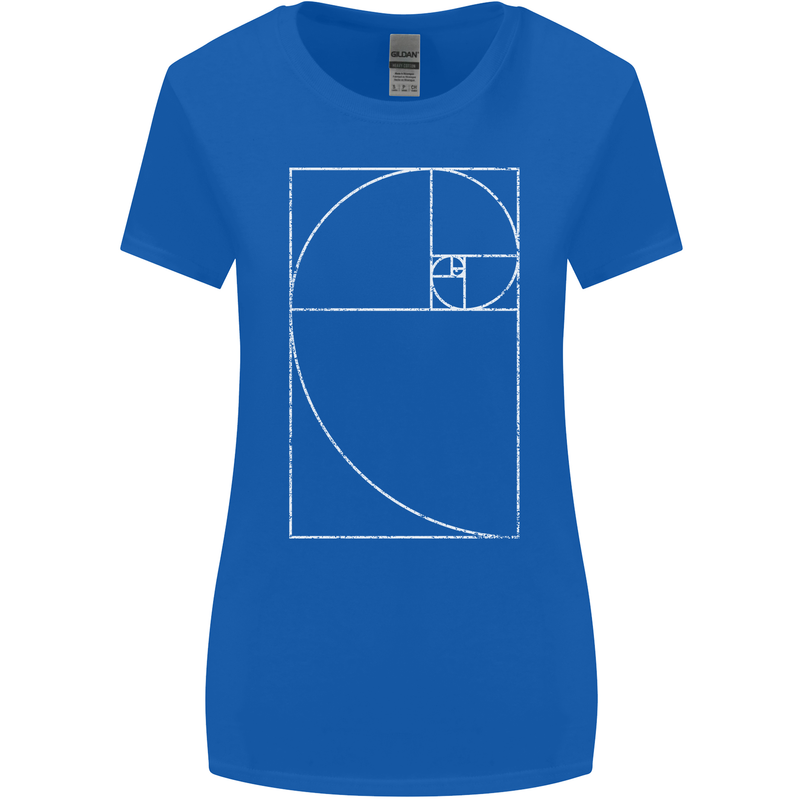 Fibonacci Spiral Golden Geometry Maths Womens Wider Cut T-Shirt Royal Blue