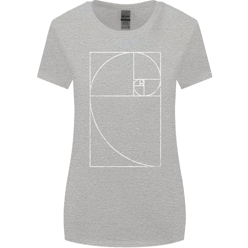 Fibonacci Spiral Golden Geometry Maths Womens Wider Cut T-Shirt Sports Grey