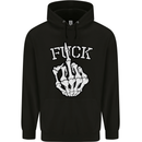 Finger Flip Fuck Skull Offensive Biker Mens 80% Cotton Hoodie Black