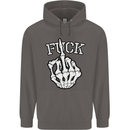 Finger Flip Fuck Skull Offensive Biker Mens 80% Cotton Hoodie Charcoal
