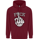 Finger Flip Fuck Skull Offensive Biker Mens 80% Cotton Hoodie Maroon