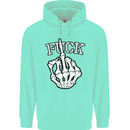 Finger Flip Fuck Skull Offensive Biker Mens 80% Cotton Hoodie Peppermint
