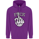 Finger Flip Fuck Skull Offensive Biker Mens 80% Cotton Hoodie Purple