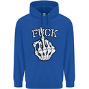 Finger Flip Fuck Skull Offensive Biker Mens 80% Cotton Hoodie Royal Blue