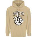 Finger Flip Fuck Skull Offensive Biker Mens 80% Cotton Hoodie Sand