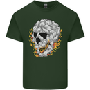 Fire Skull Made of Cats Mens Cotton T-Shirt Tee Top Forest Green