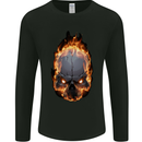Fire Skull Mens Long Sleeve T-Shirt Black
