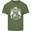 First Bike Funny Biker Motorbike Motorcyle Mens Cotton T-Shirt Tee Top Military Green