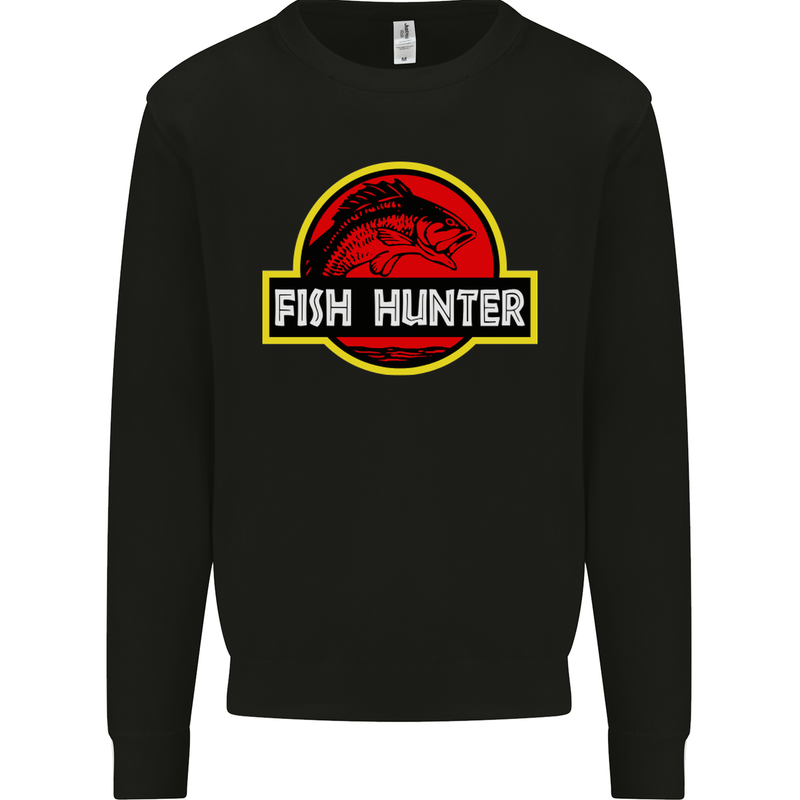 Fish Hunter Funny Fishing Fisherman Mens Sweatshirt Jumper Black