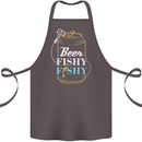 Fishing Beer Here Fishy Fisherman Funny Cotton Apron 100% Organic Dark Grey