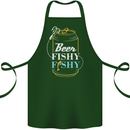 Fishing Beer Here Fishy Fisherman Funny Cotton Apron 100% Organic Forest Green