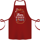 Fishing Beer Here Fishy Fisherman Funny Cotton Apron 100% Organic Maroon