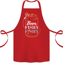 Fishing Beer Here Fishy Fisherman Funny Cotton Apron 100% Organic Red