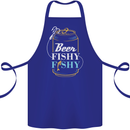 Fishing Beer Here Fishy Fisherman Funny Cotton Apron 100% Organic Royal Blue