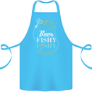 Fishing Beer Here Fishy Fisherman Funny Cotton Apron 100% Organic Turquoise