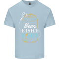 Fishing Beer Here Fishy Fisherman Funny Mens Cotton T-Shirt Tee Top Light Blue