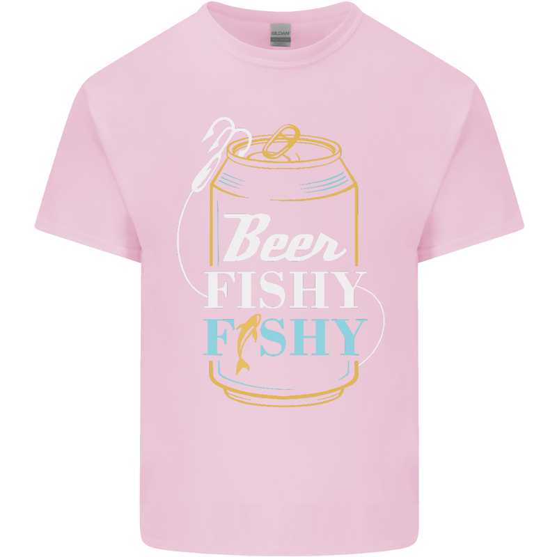 Fishing Beer Here Fishy Fisherman Funny Mens Cotton T-Shirt Tee Top Light Pink