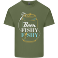 Fishing Beer Here Fishy Fisherman Funny Mens Cotton T-Shirt Tee Top Military Green
