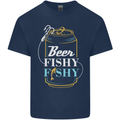 Fishing Beer Here Fishy Fisherman Funny Mens Cotton T-Shirt Tee Top Navy Blue
