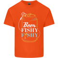 Fishing Beer Here Fishy Fisherman Funny Mens Cotton T-Shirt Tee Top Orange