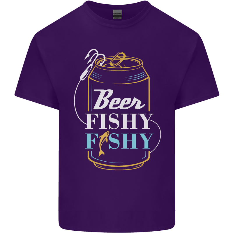 Fishing Beer Here Fishy Fisherman Funny Mens Cotton T-Shirt Tee Top Purple