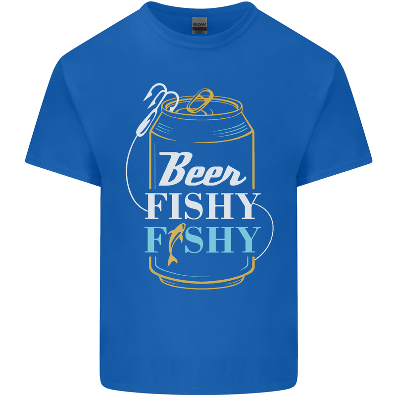 Fishing Beer Here Fishy Fisherman Funny Mens Cotton T-Shirt Tee Top Royal Blue