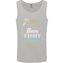 Fishing Beer Here Fishy Fisherman Funny Mens Vest Tank Top Sports Grey