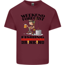 Fishing Fisherman Forecast Alcohol Beer Mens Cotton T-Shirt Tee Top Maroon