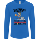 Fishing Fisherman Forecast Alcohol Beer Mens Long Sleeve T-Shirt Royal Blue
