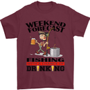 Fishing Fisherman Forecast Alcohol Beer Mens T-Shirt Cotton Gildan Maroon