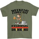 Fishing Fisherman Forecast Alcohol Beer Mens T-Shirt Cotton Gildan Military Green