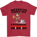 Fishing Fisherman Forecast Alcohol Beer Mens T-Shirt Cotton Gildan Red