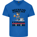 Fishing Fisherman Forecast Alcohol Beer Mens V-Neck Cotton T-Shirt Royal Blue