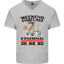 Fishing Fisherman Forecast Alcohol Beer Mens V-Neck Cotton T-Shirt Sports Grey