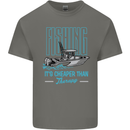 Fishing It's Cheaper Than Therapy Fisherman Mens Cotton T-Shirt Tee Top Charcoal