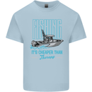 Fishing It's Cheaper Than Therapy Fisherman Mens Cotton T-Shirt Tee Top Light Blue