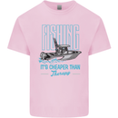 Fishing It's Cheaper Than Therapy Fisherman Mens Cotton T-Shirt Tee Top Light Pink