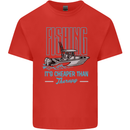 Fishing It's Cheaper Than Therapy Fisherman Mens Cotton T-Shirt Tee Top Red
