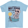 Fishing My Fish Will Come Funny Fisherman Mens T-Shirt Cotton Gildan Light Blue