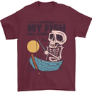 Fishing My Fish Will Come Funny Fisherman Mens T-Shirt Cotton Gildan Maroon