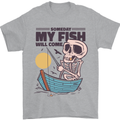 Fishing My Fish Will Come Funny Fisherman Mens T-Shirt Cotton Gildan Sports Grey