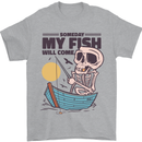 Fishing My Fish Will Come Funny Fisherman Mens T-Shirt Cotton Gildan Sports Grey