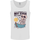 Fishing My Fish Will Come Funny Fisherman Mens Vest Tank Top White