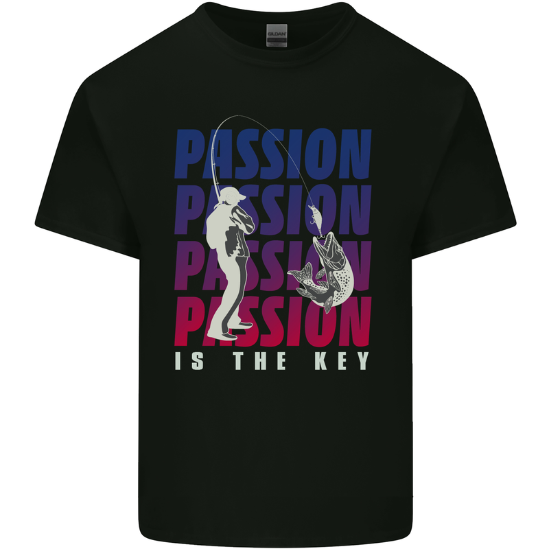 Fishing Passion Is the Key Fisherman Mens Cotton T-Shirt Tee Top Black