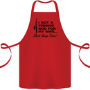 Fishing Rod for My Wife Fisherman Funny Cotton Apron 100% Organic Red