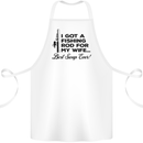 Fishing Rod for My Wife Fisherman Funny Cotton Apron 100% Organic White