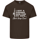 Fishing Rod for My Wife Funny Fisherman Mens Cotton T-Shirt Tee Top Dark Chocolate