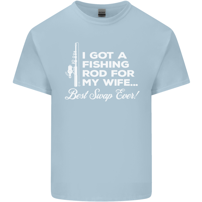 Fishing Rod for My Wife Funny Fisherman Mens Cotton T-Shirt Tee Top Light Blue