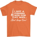 Fishing Rod for My Wife Funny Fisherman Mens T-Shirt Cotton Gildan Orange