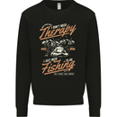 Fishing Therapy Funny Fisherman Mens Sweatshirt Jumper Black